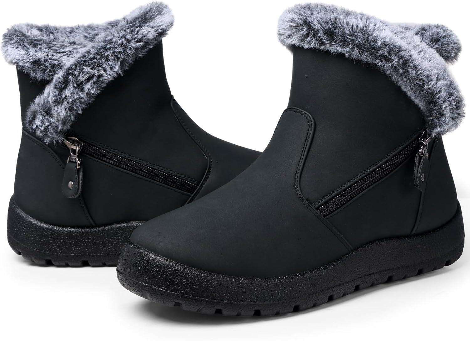 SHIBEVER Women's Waterproof Winter Snow Boots - Warm Faux Fur Lined Insulated Ankle Booties for Cold Weather