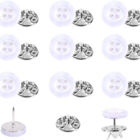 No-Sew Shirt Buttons – 10 Sets of 11mm Detachable 4-Hole Resin Pins for Cardigans, Sweaters, and DIY Crafts (White)