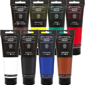 GOTIDEAL Professional Acrylic Paint Set - 8 Vibrant 4oz (120ml) Colors, Non-Toxic & Quick-Dry for Canvas, Wood, Fabric & Rock Painting
