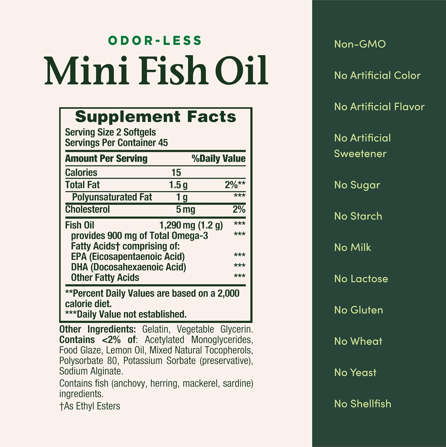 Nature's Bounty Mini Fish Oil Softgels - Burpless Omega 3 Supplement for Heart Health - 90 Ct