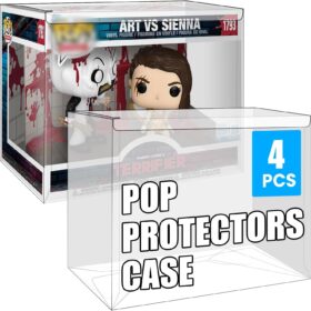 4 Pack 0.5mm Heavy Duty Funko Pop Protectors – Compatible with Pop Towns, Moments & Rides – 5mm PET Plastic Hard Display Cases with Auto-Lock Base – Scratch Resistant & Ultra-Clear