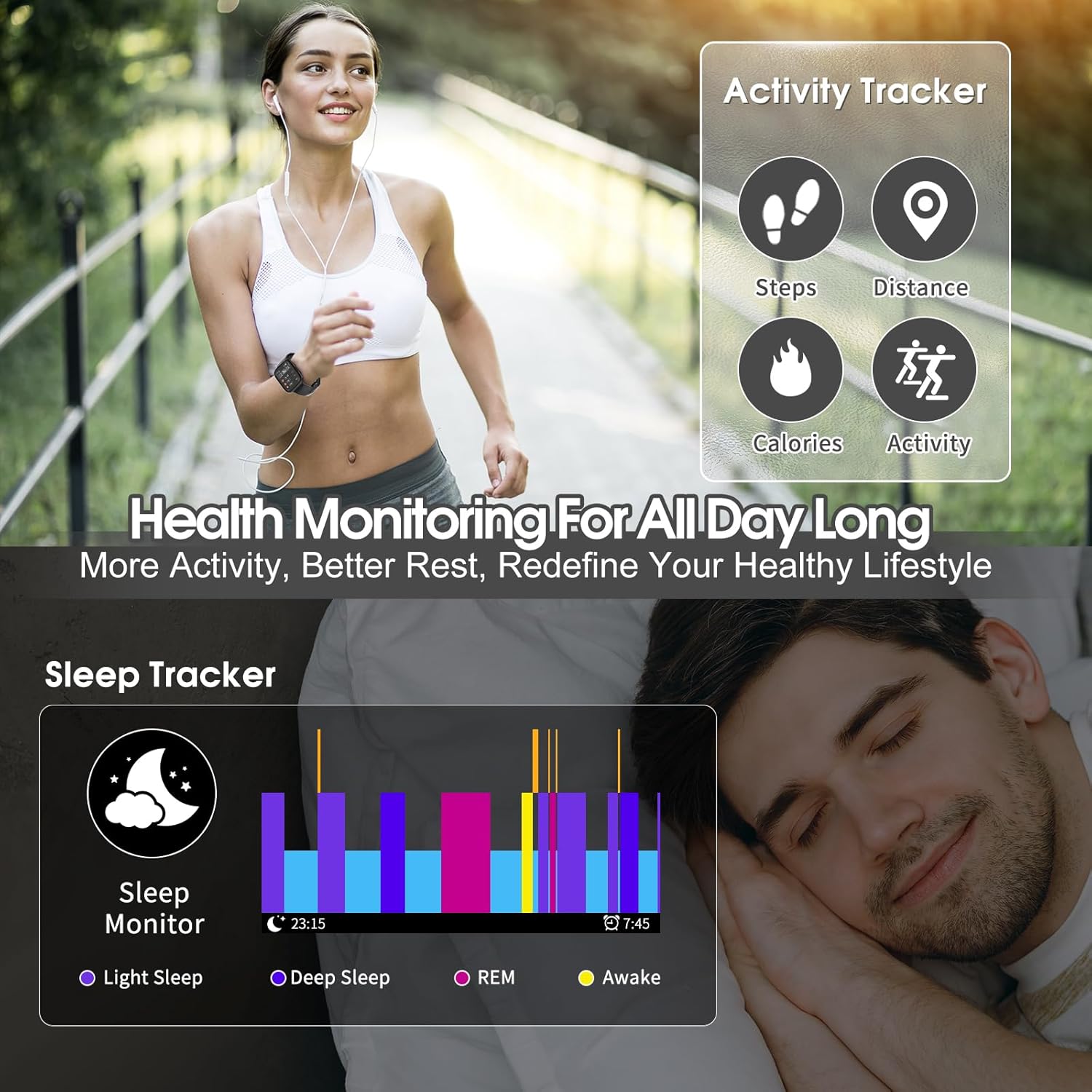 aycy Smart Watch with Bluetooth Calling - 1.85" HD Fitness Tracker, Heart Rate & Sleep Monitor, 120+ Sports Modes, IP68 Waterproof for Android iOS