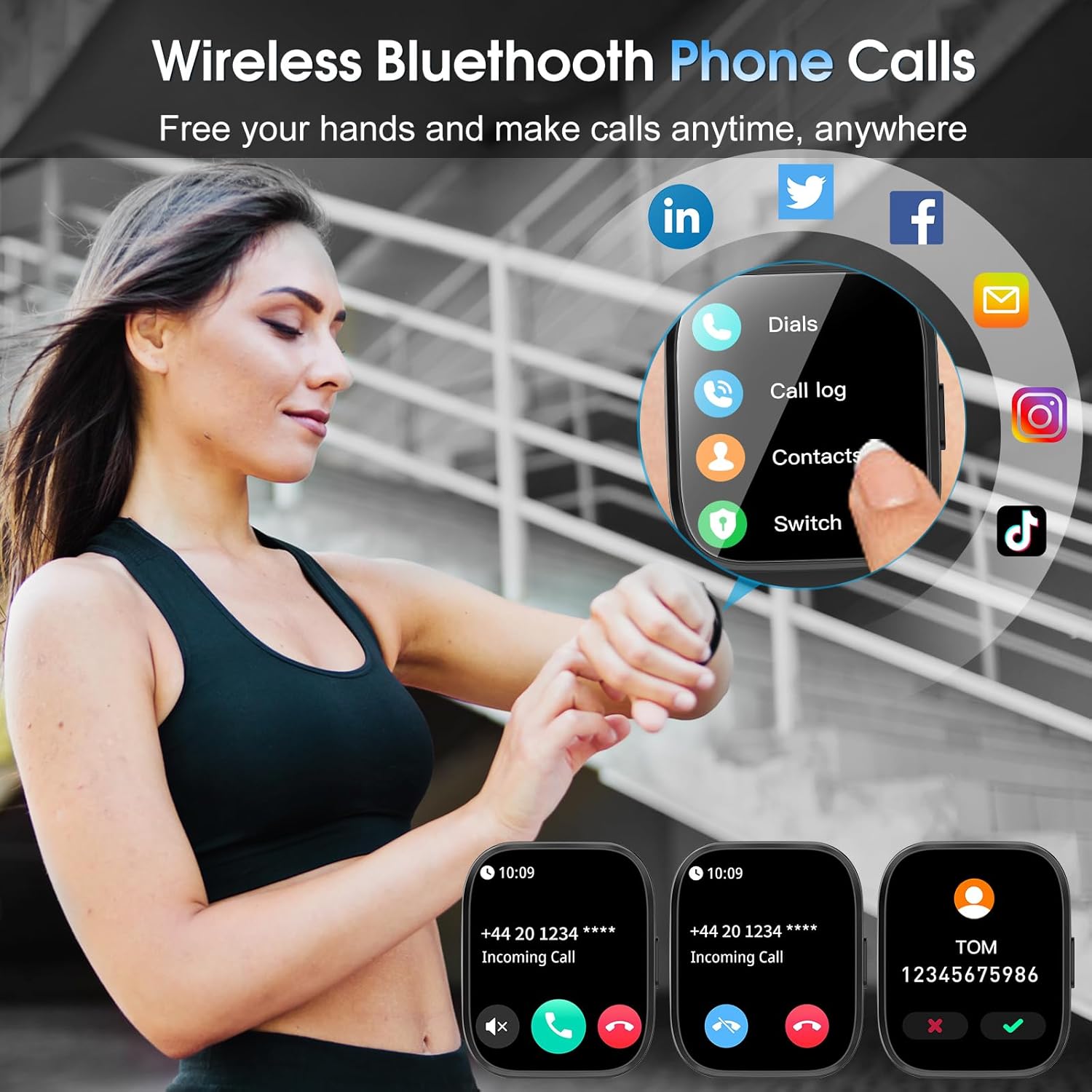 aycy Smart Watch with Bluetooth Calling - 1.85" HD Fitness Tracker, Heart Rate & Sleep Monitor, 120+ Sports Modes, IP68 Waterproof for Android iOS