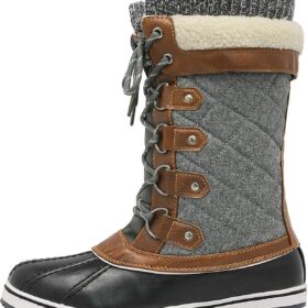 DREAM PAINS Women's Monte_02 Waterproof Winter Snow Boot | Warm, Non-Slip Mid-Calf Boot