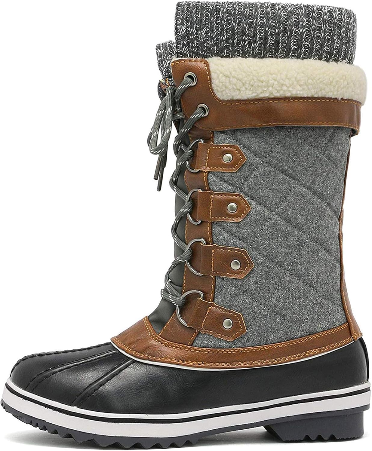 DREAM PAINS Women's Monte_02 Waterproof Winter Snow Boot | Warm, Non-Slip Mid-Calf Boot