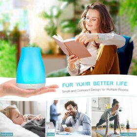 Homeweeks 100ml Essential Oil Diffuser - Portable Ultrasonic Cool Mist Humidifier with Colorful LED Night Light, Auto Shut-Off for Bedroom, Office, and Travel