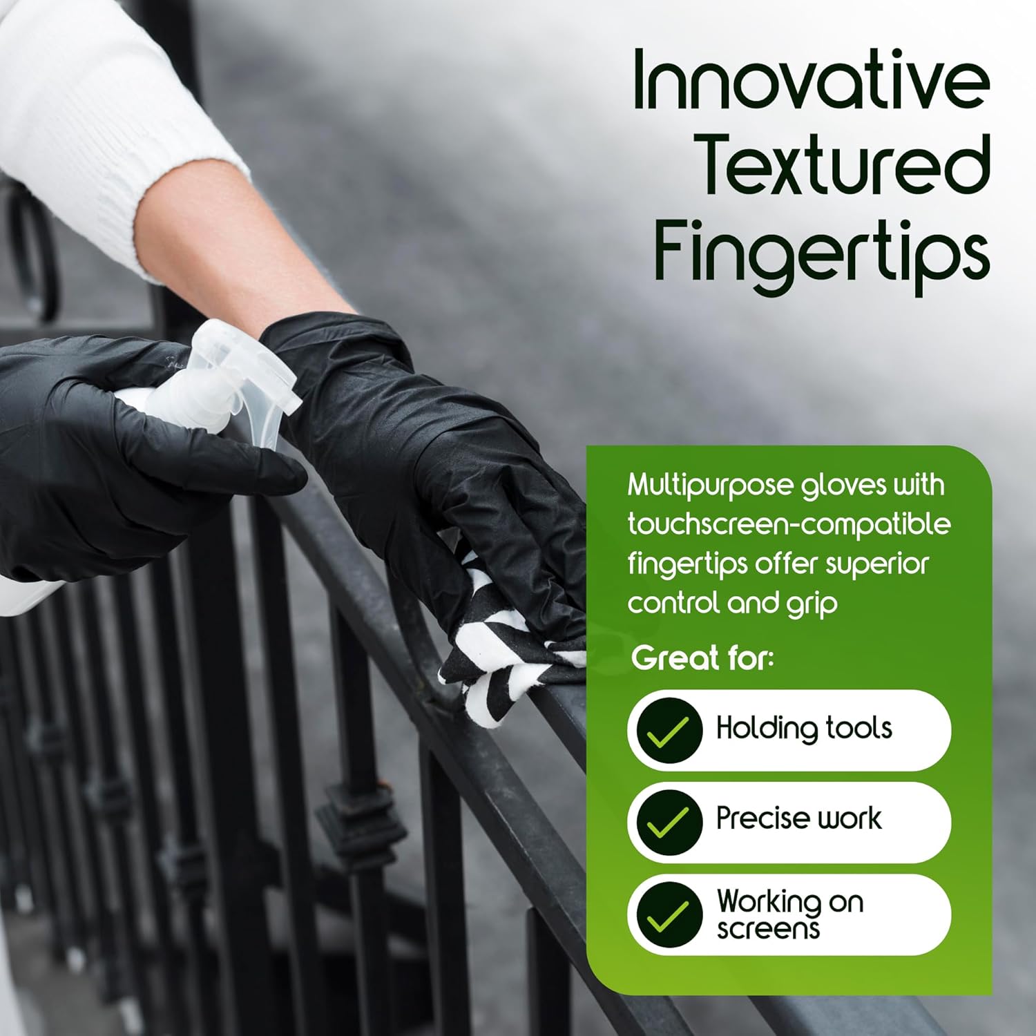 Inspire Heavy Duty 6 Mil Black Nitrile Gloves – Industrial Grade, Chemical Resistant, Powder-Free Disposable Safety Gloves for Automotive, Medical, Cleaning & Food Service