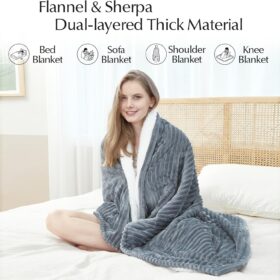 Heated Blanket Throw, 50"x60" Ultra-Soft Electric Blanket with 6 Heat Levels & 4-Hour Auto-Off, Fast-Heating Cozy Throw for Couch and Bed, Dark Grey