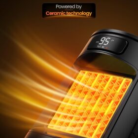 GiveBest Space Heater for Indoor Use, 1500W Fast Heating PTC Ceramic with Remote & Thermostat, 70° Oscillation, 12H Timer, Quiet Room Heater with Digital Display for Office, Bedroom, and Home