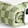 CozyHeats Electric Heated Blanket Throw, 6 Heat Levels 10-Hour Auto Off, Ultra-Soft Flannel Checkered Heating Pad for Couch & Bed, ETL Certified, 50"x60" (Sage Green)