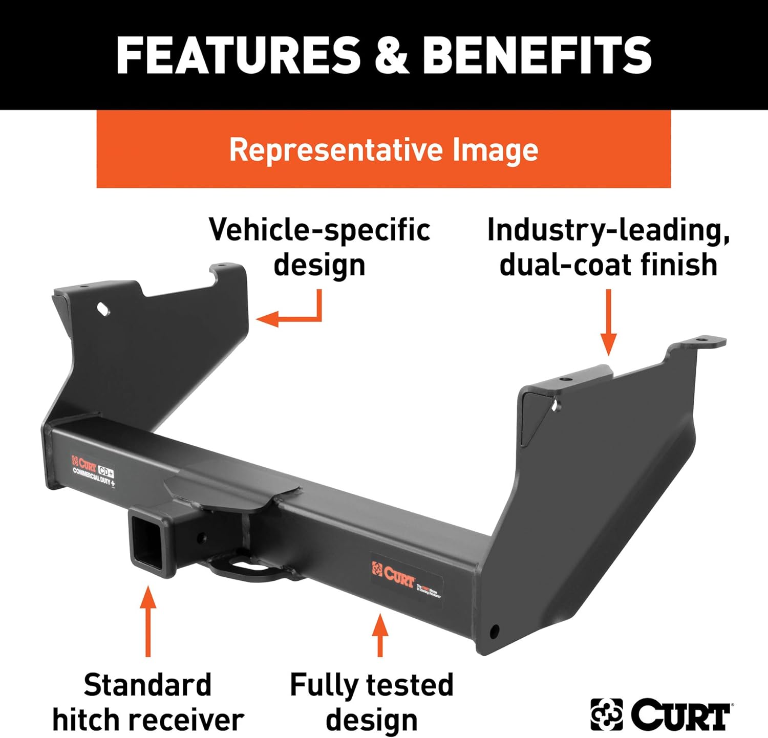 CURT 15809 Commercial Duty Class 5 Trailer Hitch - 2-1/2 Inch Receiver for Select Dodge Ram 1500, 2500, 3500
