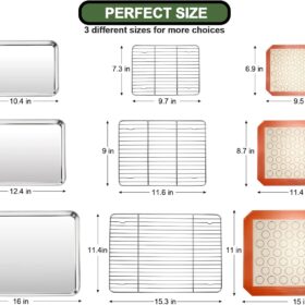 EWFEN Premium Stainless Steel Bakeware Set – Heavy Duty 9-Pc Bundle with Cookie Sheets, Cooling Racks & Silicone Mats