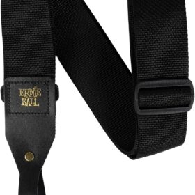 Ernie Ball Polypro Acoustic Guitar Strap - Black with Leather Ends (P05365)