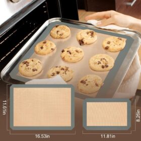 Premium Silicone Baking Mats - 3 Piece Reusable Non-Stick Sheet Set for Cookies, Macarons & Pastries - Eco-Friendly & Dishwasher Safe (Half & Quarter Size)