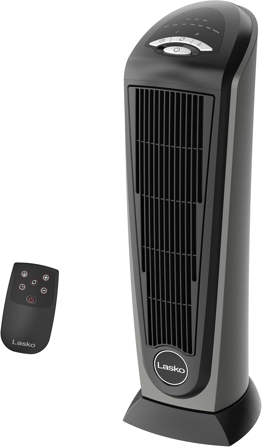 Lasko Ceramic Tower Space Heater with Remote Control, 1500W Electric Heater for Indoor Use with Adjustable Thermostat, 7-Hour Timer & Widespread Oscillation for Whole-Room Comfort, 751320