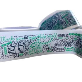 Mailed It Designer Small Business Packing Tape - Cute Mint Pattern Shipping Tape - Heavy Duty Adhesive for Boxes & Parcel Packaging (55 Yards)