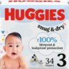 Huggies Snug & Dry Disposable Baby Diapers, Size 3 (16-28 lbs), 34 Count - Leak Lock Protection & Wetness Indicator