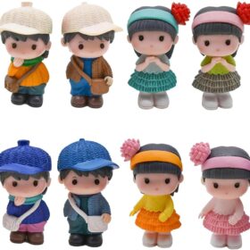 8Pcs Miniature Resin Boy & Girl Figurines – Cute Cake Toppers, Fairy Garden Decor & DIY Dollhouse People