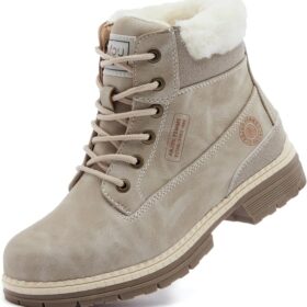 ANJOUFEMME Women's Waterproof Winter Hiking Boots - Warm Faux Fur Lined Snow Boots for Outdoor Work & Backpacking