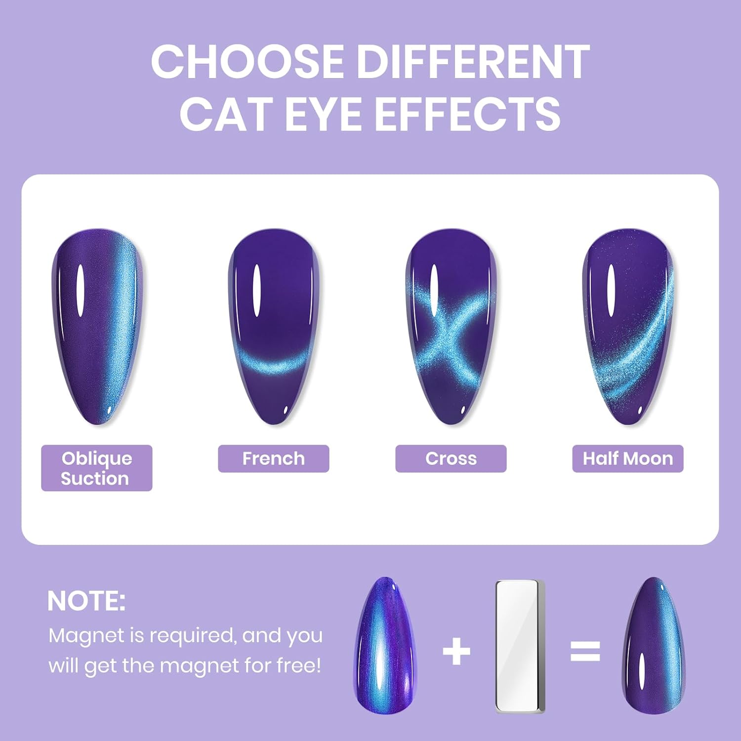 6-Piece Magnetic Cat Eye Nail Polish Set – Quick Dry, Non-Gel Holographic Nail Art Kit with Magnet Stick for DIY Salon Manicure