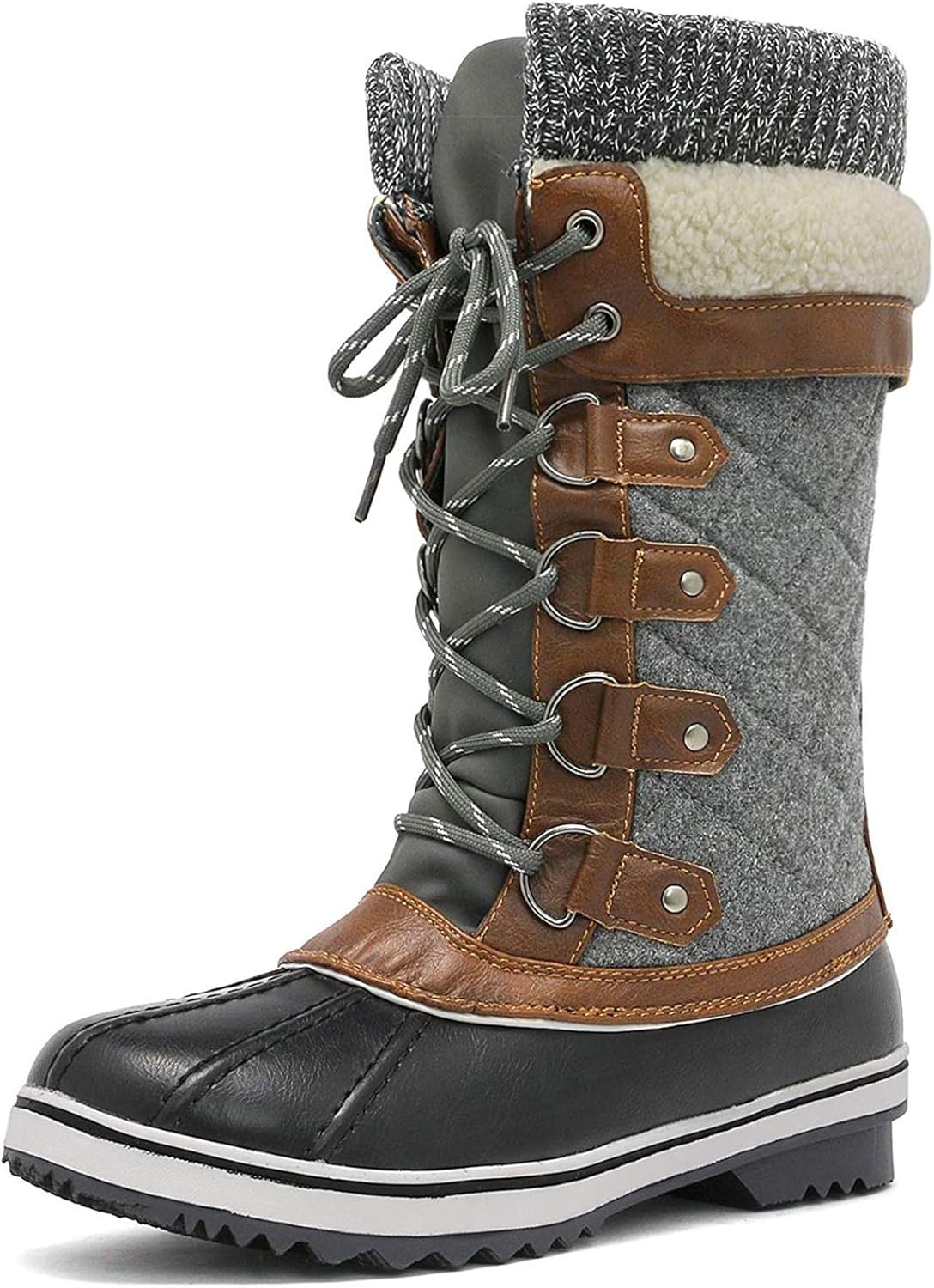 DREAM PAINS Women's Monte_02 Waterproof Winter Snow Boot | Warm, Non-Slip Mid-Calf Boot