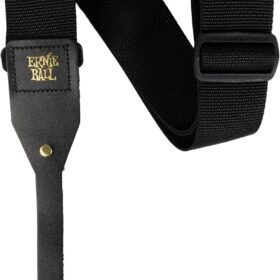 Ernie Ball Polypro Acoustic Guitar Strap - Black with Leather Ends (P05365)