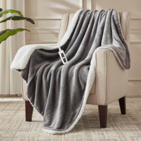 Luxury Heated Blanket Throw | 50x60" Soft Fleece Electric Blanket with 6 Heat Settings & 4-Hour Auto-Off | Energy-Saving & Safe, Perfect Gift for Couch or Bed (London Grey)