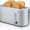 Elite Gourmet ECT4123X Long Slot 4 Slice Toaster – Extra Wide 1.5 Inch Slots, 6 Shade Settings, Stainless Steel