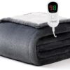 Homemate Luxury Flannel Sherpa Heated Blanket - ETL Certified 50x60 Electric Throw with 10 Heat Settings & Auto-Off