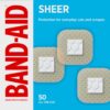 BAND-AID Brand Sheer Spots Adhesive Bandages, 50 Count – Sterile Small Square First Aid Bandages with Quilt-Aid Comfort Pad for Minor Cuts & Scrapes