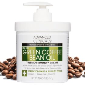 Advanced Clinicals Green Coffee Bean Thermo-Firming Body Lotion | 16 Oz Caffeine & Collagen Moisturizer for Crepey Skin