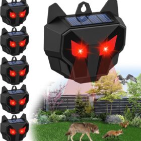 2-Pack Solar Predator Eye Animal Repellent - Dual Red Light Flashing Deterrent for Deer, Raccoon, Coyote, Skunk, Rabbit, and Garden Pest Control - Waterproof Night Defense
