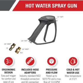 SIMPSON 80178 Universal Hot Water Pressure Washer Spray Gun - Rated up to 5075 PSI with M22 & Quick Connect Adaptors
