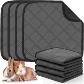 Super Absorbent Washable Guinea Pig Cage Liners – 8 Pack Reusable Pee Pads with Anti-Slip Bottom for Small Animals (Rabbits, Hamsters, Rats)