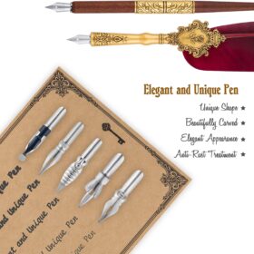 Hethrone Feather Pen and Ink Set – Vintage Calligraphy Quill Pen with 22 Accessories, Gift Box