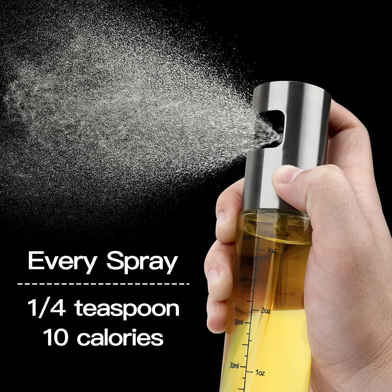 Upgraded 100ml Olive Oil Sprayer Bottle Set - 2 Pack Stainless Steel Mister for Air Fryer, Salad, BBQ & Kitchen - Refillable & Leakproof