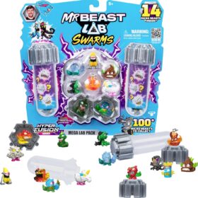MrBeast Lab Swarms Series 3 Hyper Fusion 14-Pack – 14 Micro Beasts, Stickers & Fusion Pods with Exclusive Biting Hot Sauce Miniature