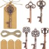 25 Pcs Vintage Skeleton Key Bottle Openers with Escort Tags – Rustic Wedding Favors, Party Souvenirs & Bridal Shower Gifts (Antique Copper)