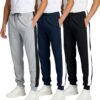 Real Essentials Men's 3-Pack Tech Mesh Athletic Joggers – Breathable Sweatpant with Pockets (Big & Tall Available)