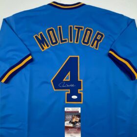 Paul Molitor Signed Autographed Jersey - Custom Blue Milwaukee Design - JSA Certified Collectible (Size XL)