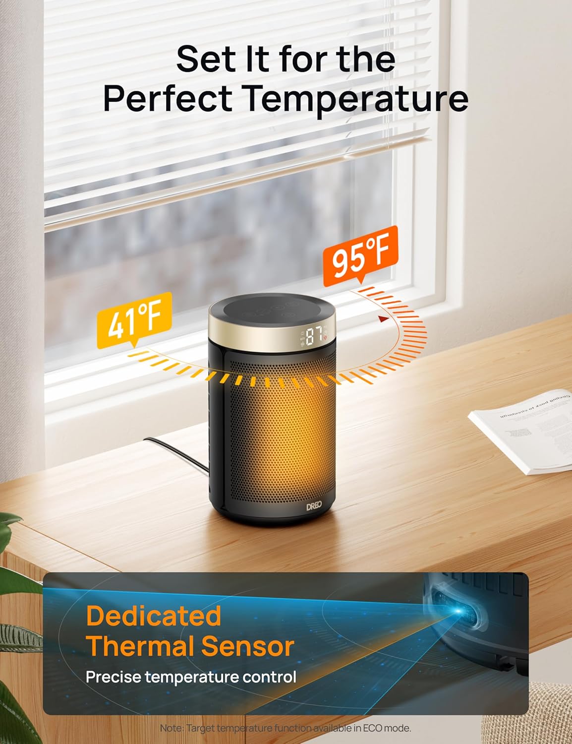 Dreo 2024 Smart Portable Space Heater – 1500W Fast PTC Ceramic Heater with Remote, Thermostat, 12H Timer, 70° Oscillation & Safety Sensors for Indoor Office & Bedroom