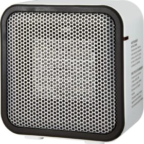 Amazon Basics 500W Personal Ceramic Space Heater, Compact Desktop Heater with Tip-Over Protection for Office, Dorm Room & Indoor Use, Lightweight & Portable, White