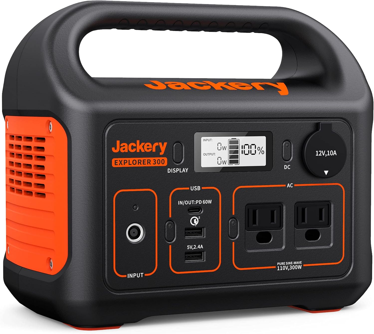 Jackery Explorer 300 Portable Power Station - 293Wh Solar Ready Generator with AC Outlets, PD 60W USB-C, and Pure Sine Wave for Camping, RV, and Emergency Backup