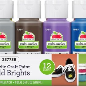 Apple Barrel Essentials 12-Piece Bold & Bright Multi-Surface Acrylic Paint Set