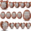 Kathfly 15-Pack Mini 8-Key Thumb Piano Set – Portable Heart & Bear Shaped Wood Kalimba Gift Bundle with Ropes for Kids, Party Favors & Music Lovers