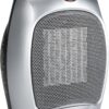 Amazon Basics 1500W Ceramic Space Heater – Portable Personal Heater with Adjustable Thermostat, Tip-Over & Overheat Protection, Silver