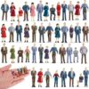 Juexica 50pcs Miniature People Figures – 1:50 Scale Painted Model Train & Architectural Accessories for Dioramas, Arts, and Crafts