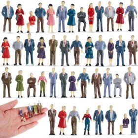 Juexica 50pcs Miniature People Figures – 1:50 Scale Painted Model Train & Architectural Accessories for Dioramas, Arts, and Crafts