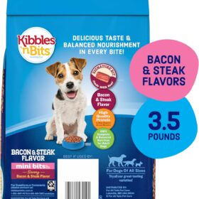 Kibbles 'n Bits Mini Bits Small Breed Dry Dog Food - Savory Bacon & Steak Flavors - 3.5 lb Bag