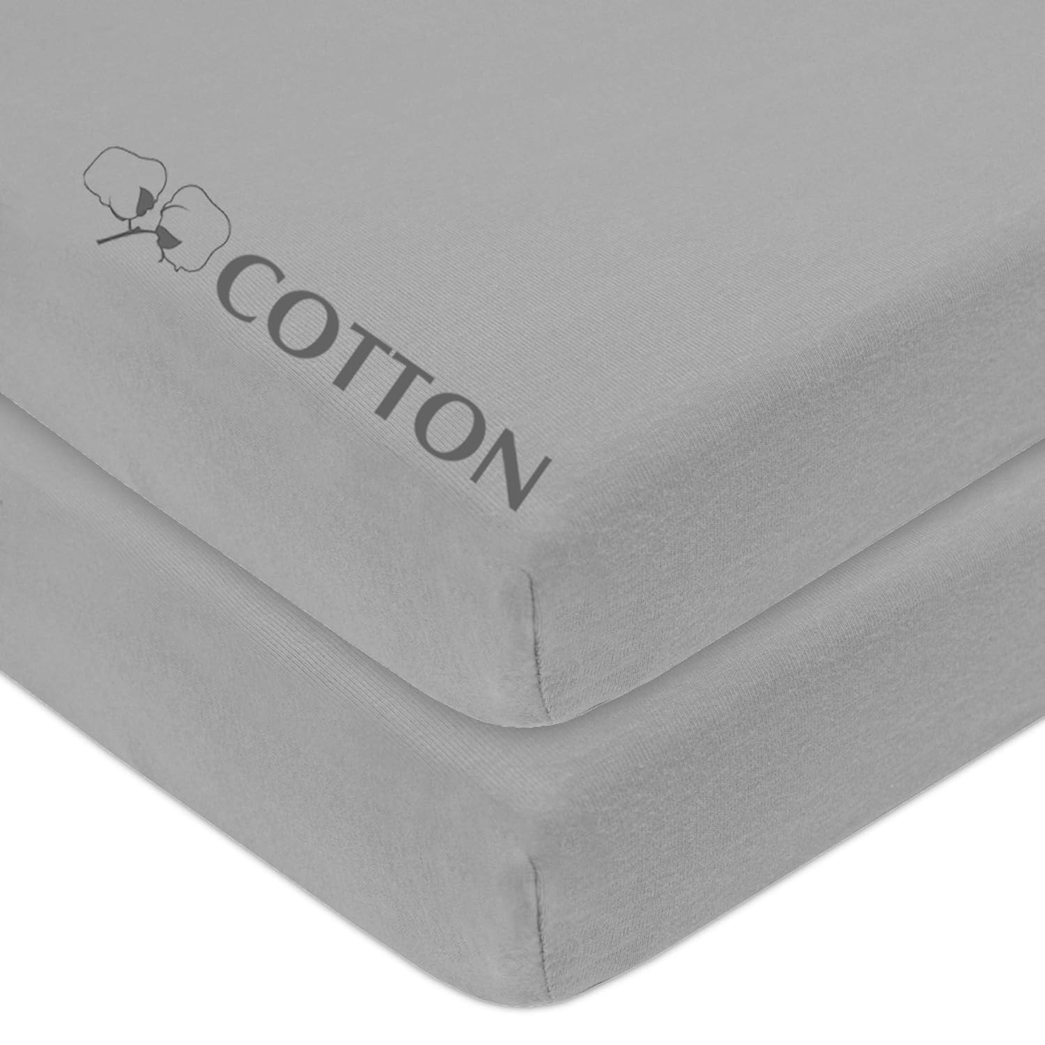 American Baby Company 2-Pack 100% Cotton Jersey Knit Fitted Pack and Play Sheets – Ultra-Soft, Breathable & Safe for Playards & Mini Cribs (39" x 27", Gray)